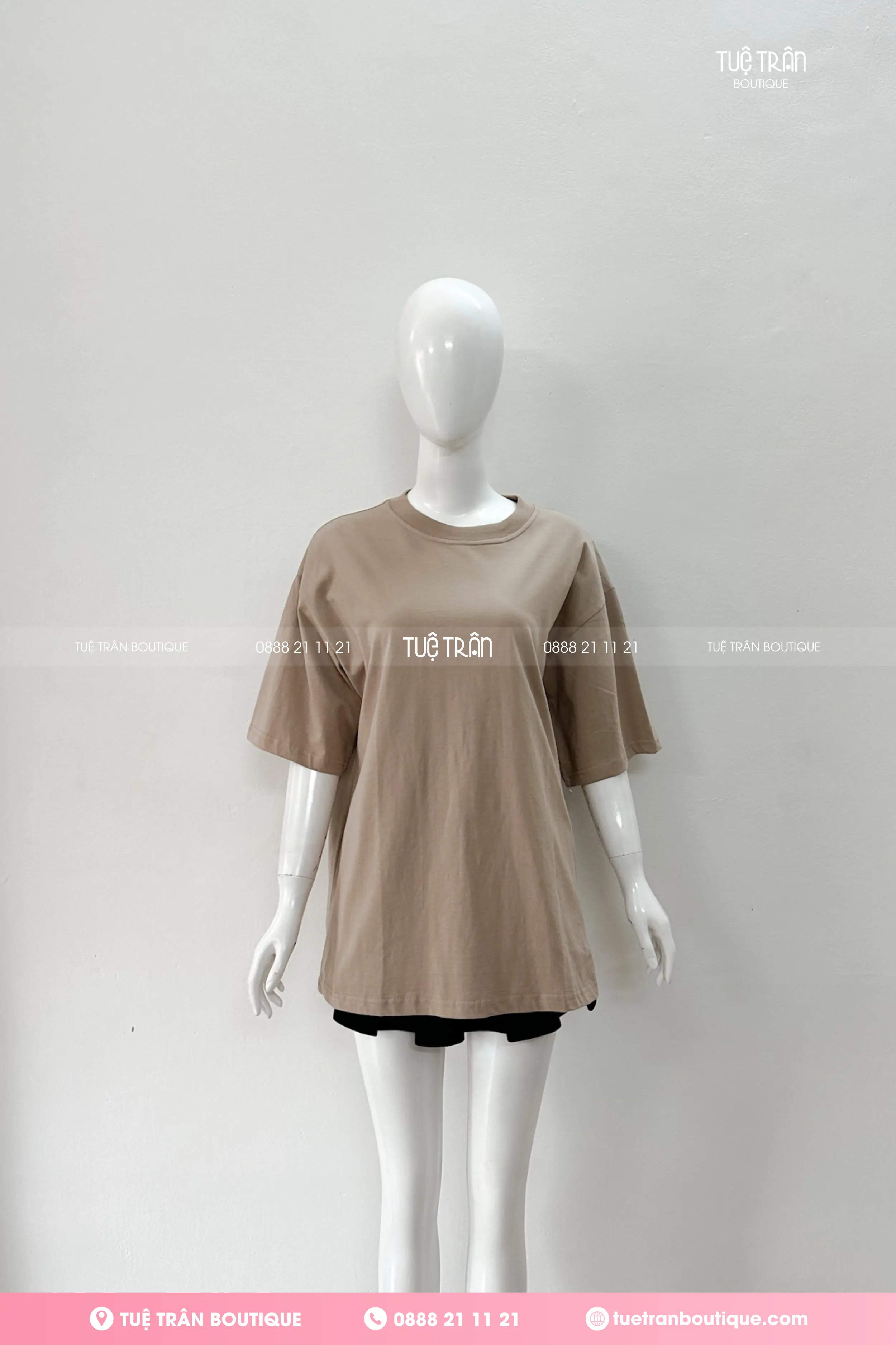 Đồng phục áo thun oversize cotton màu cafe