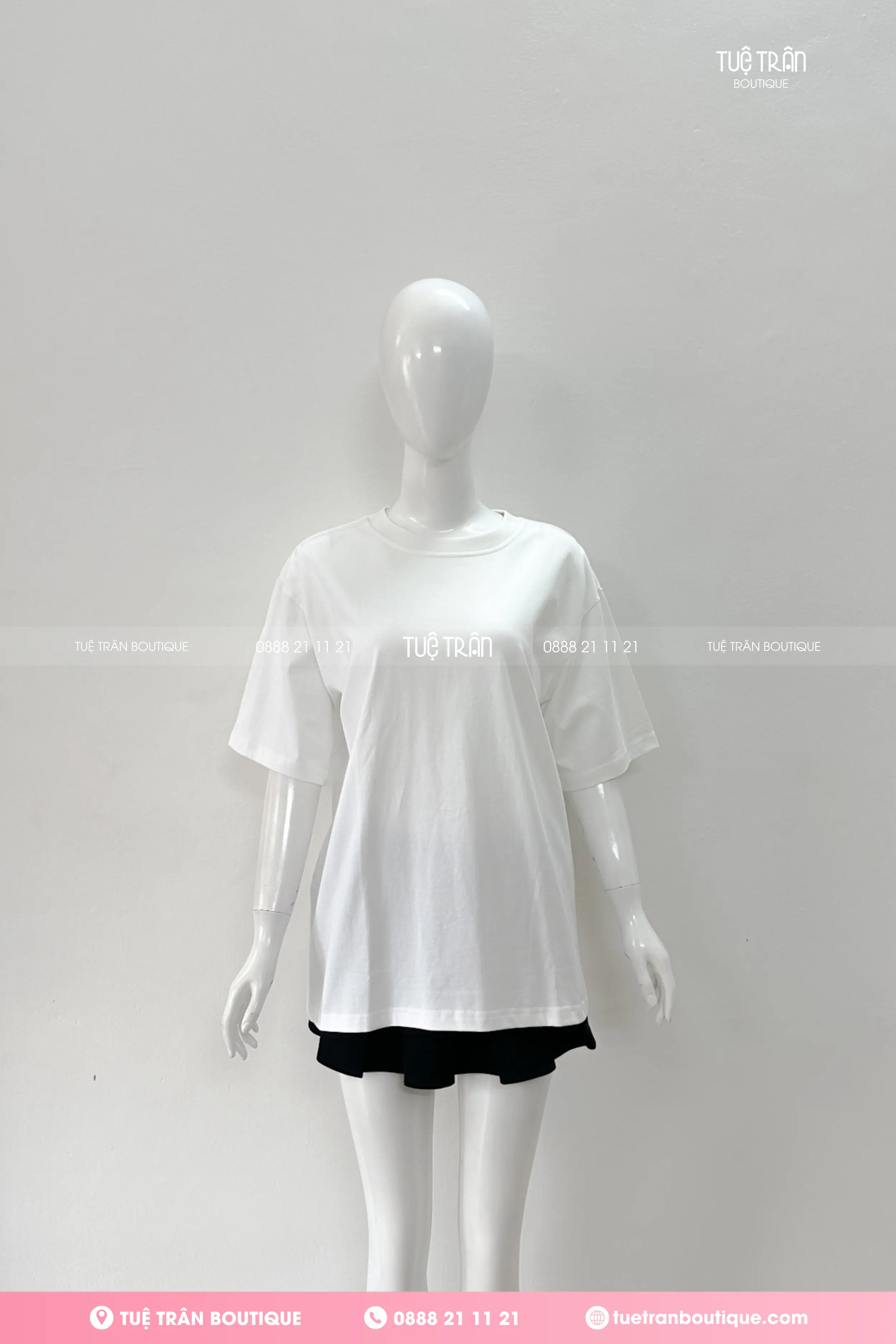Đồng phục áo thun oversize cotton màu trắng
