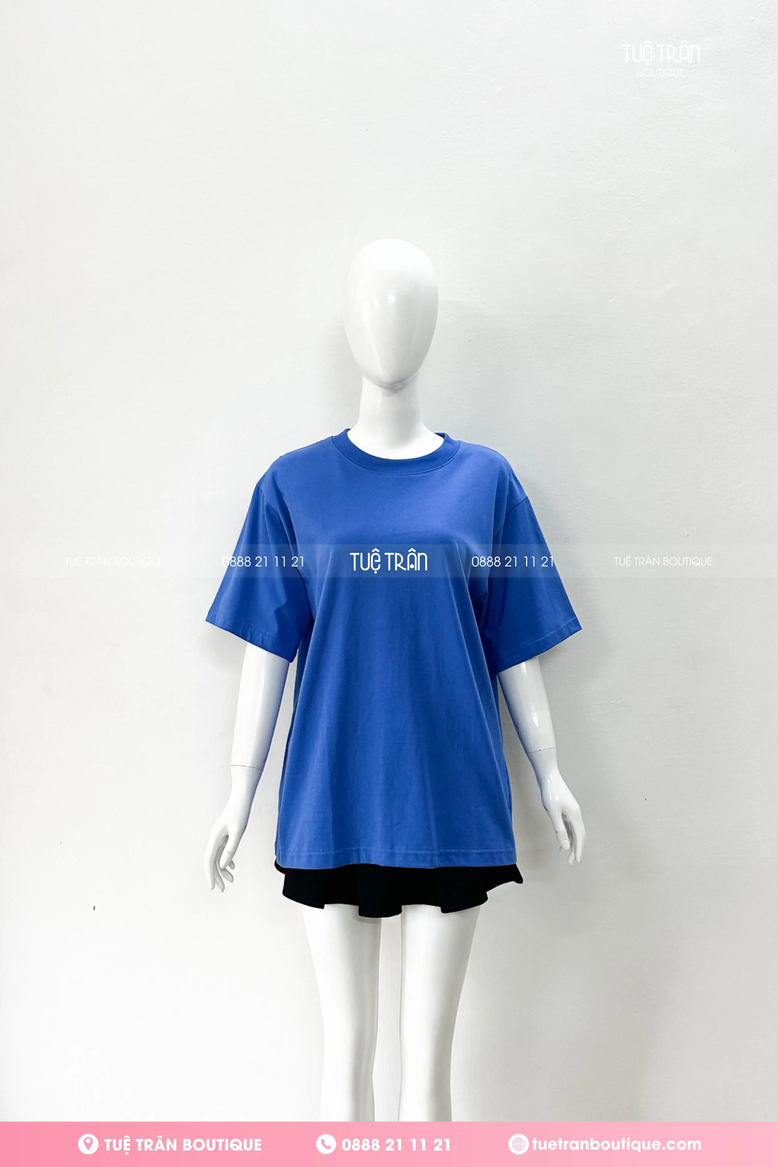 Đồng phục áo thun oversize cotton màu xanh bích