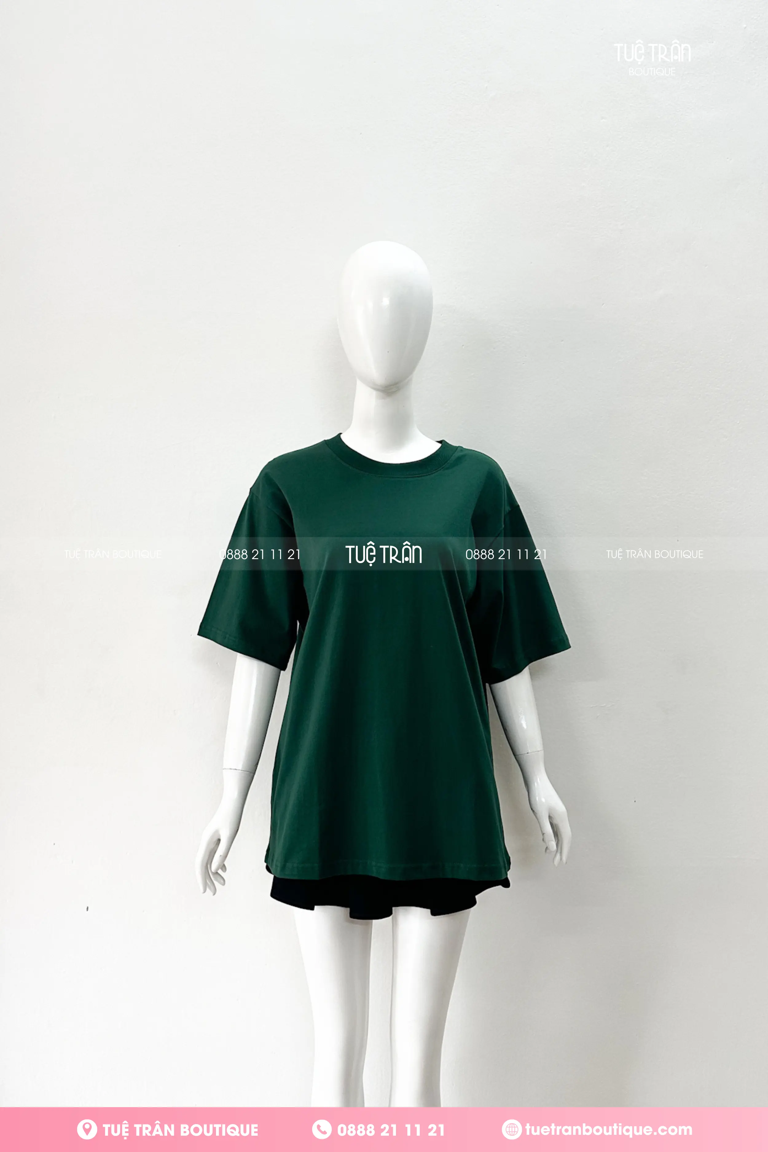 Đồng phục áo thun oversize cotton màu xanh ve chai